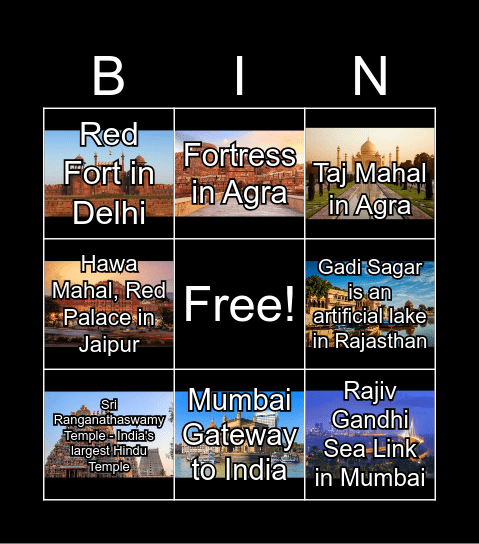 Landmarks Bingo Card