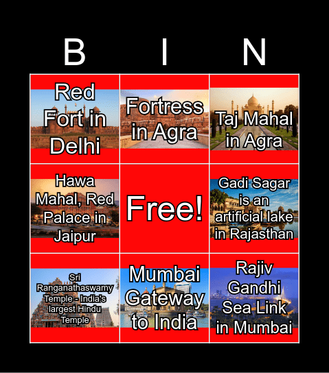 Landmarks Bingo Card