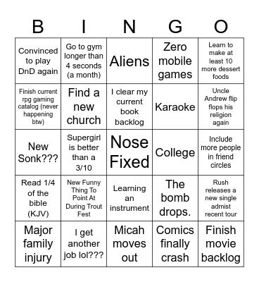 2026 Jarsh Bingo Card