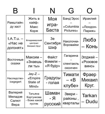 Джан Пати Bingo Card