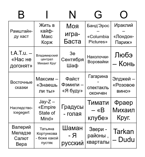 Джан Пати Bingo Card