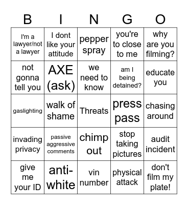 Outside Audit Bingo Card