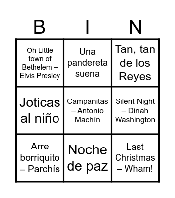 BINGO MUSICAL NAVIDEÑO Bingo Card
