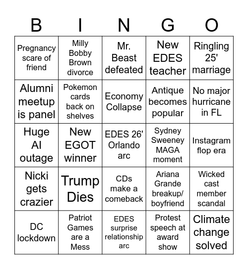 2026 Bingo Card