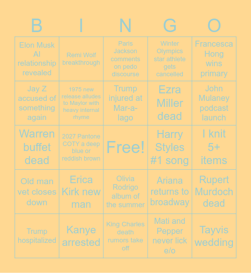 2026 Bingo Card