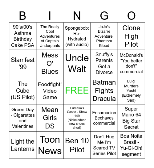 Found Lost Media 2026 Bingo Card