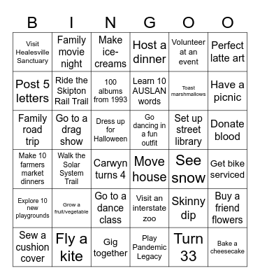 Rhys Bingo Card