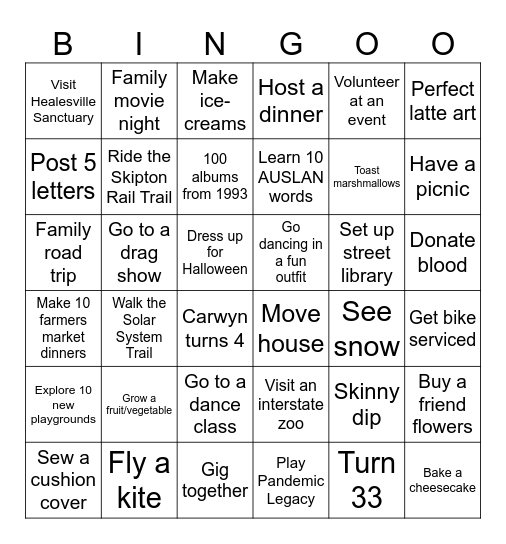 Rhys Bingo Card