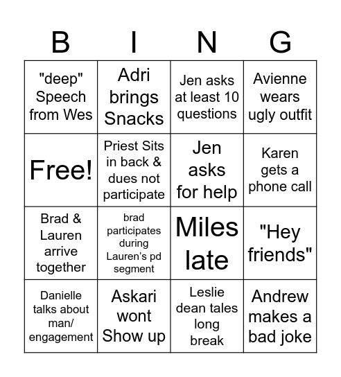 Back to school Bingo Card