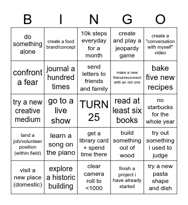 2026 Bingo Card