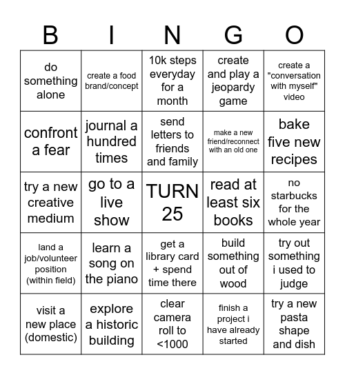 2026 Bingo Card