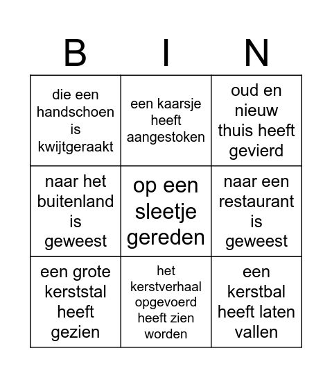 Zoek iemand die in de vakantie... Bingo Card