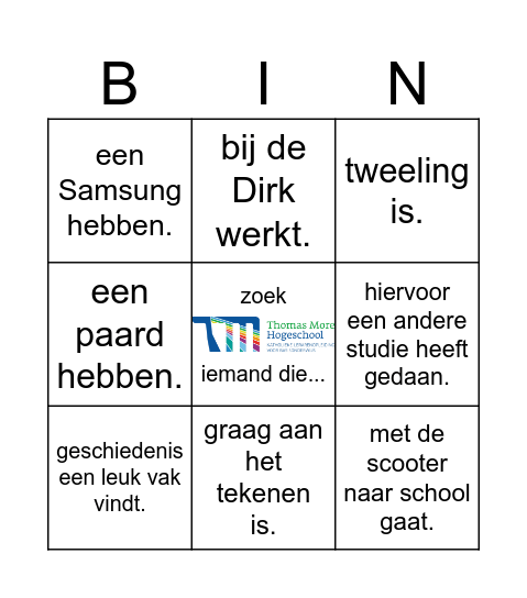 Zoek iemand die... Bingo Card