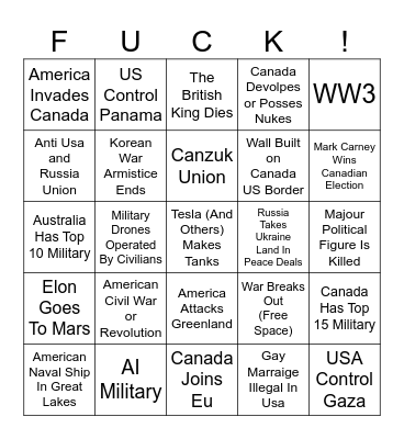 2025-2026 Predictions Bingo Card