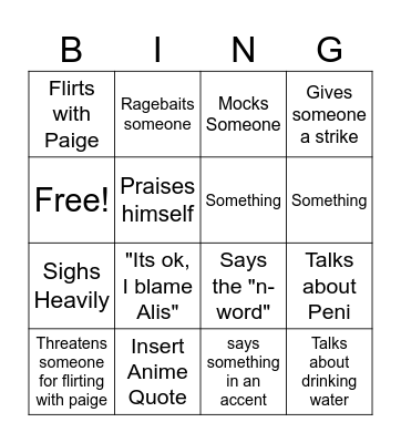 Justin-isms Bingo Card