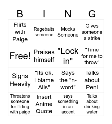 Justin-isms Bingo Card