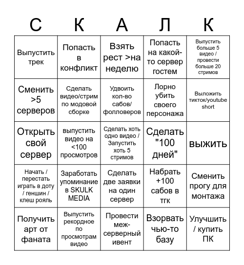 Бинго Контентмейкеров Bingo Card