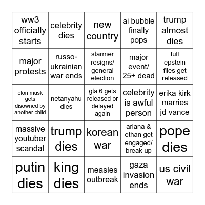 2026 Bingo Card