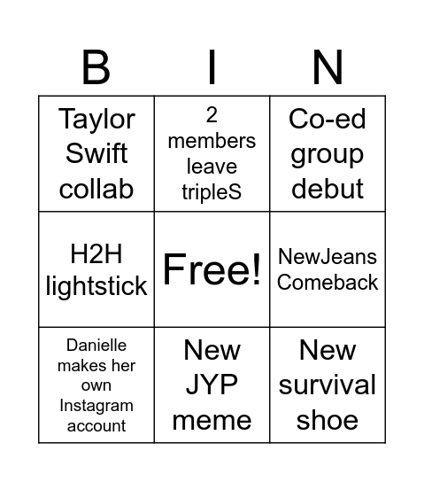 2026 K-Pop Bingo!!! Bingo Card