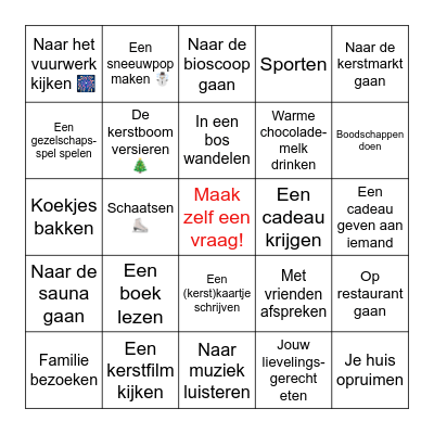 Kerstvakantie Bingo Card