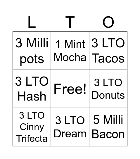 First Watch Bingo Card