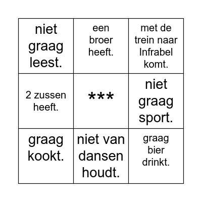 Zoek iemand die Bingo Card