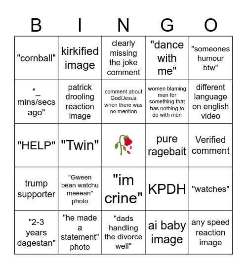 tiktok comment bingo Card