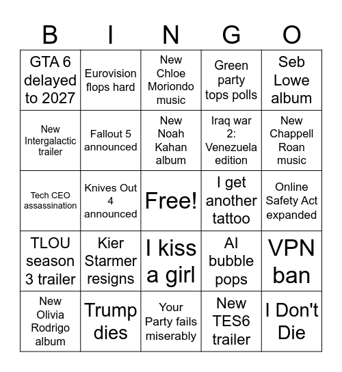 2026 BINGO Card