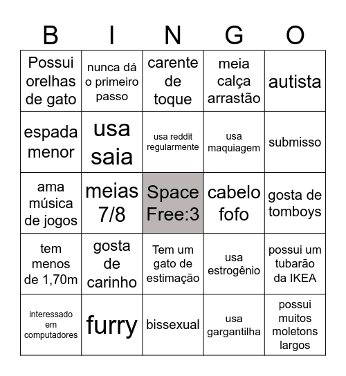 FEMBOY Bingo Card