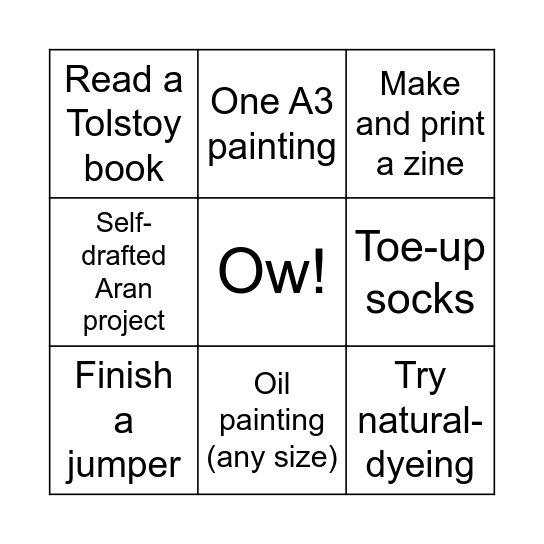 2026 Bingo Card