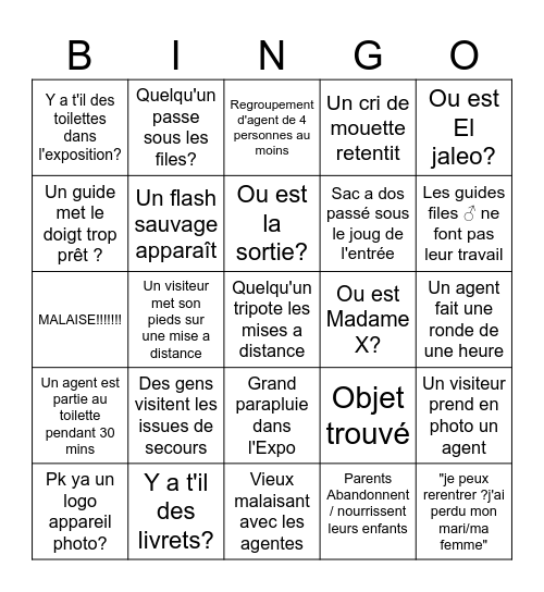 Bingo Sargent Bingo Card