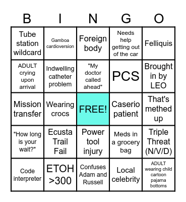 Sunday Funday ED Bingo Card