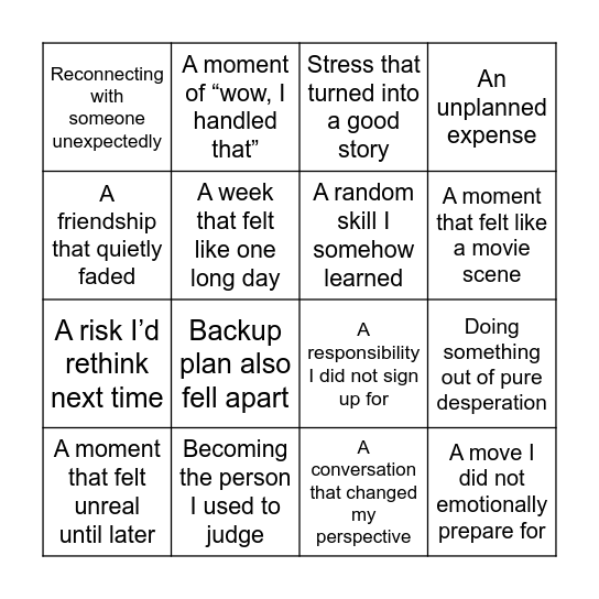 That was not on my Bingo card! Bingo Card