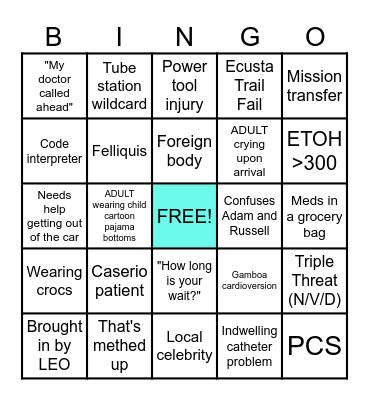 Sunday Funday ED Bingo Card
