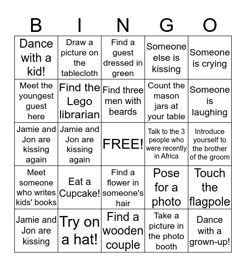 Camp W[edd]ing Bingo! Bingo Card