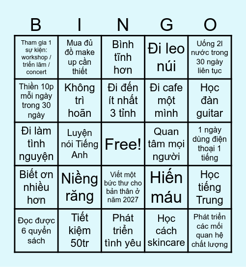 Khanhzan's Bingo Board Bingo Card