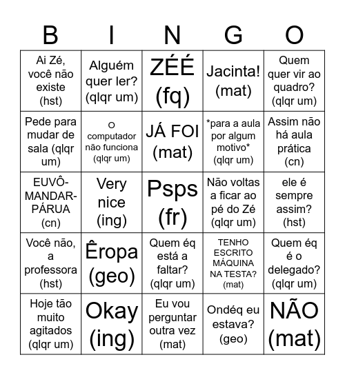 Stores Bingo Card