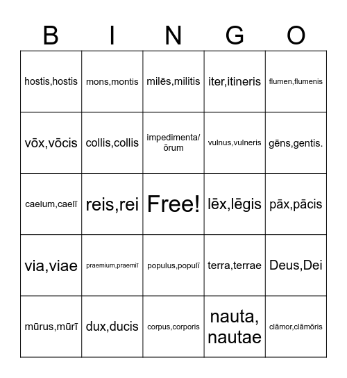 Latina optima est! Bingo Card