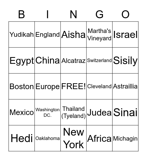 World Bingo Card