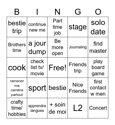 Amandine's bingoals Bingo Card