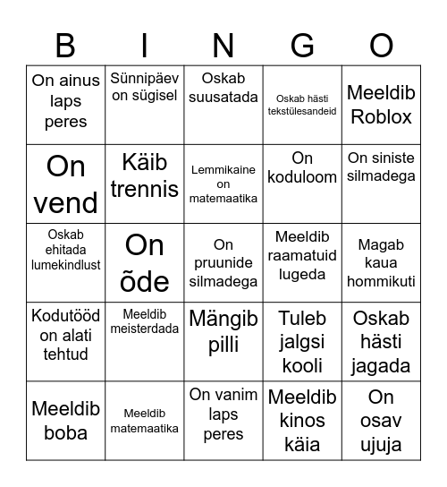 Klassibingo Card