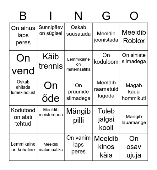 Klassibingo Card