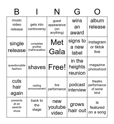 Anthony Ramos Bingo Card