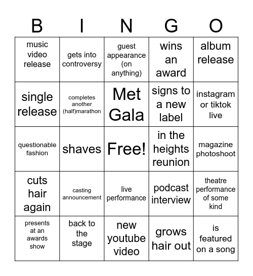 Anthony Ramos Bingo Card