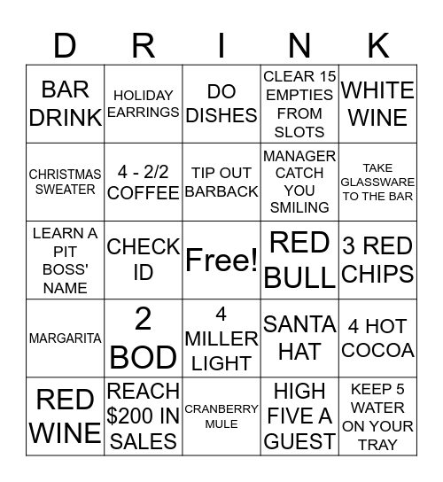 MERRY XMAS Bingo Card