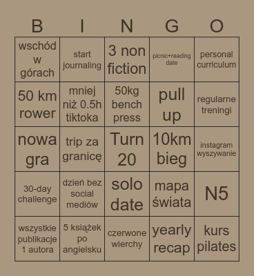 2026 Bingo Card