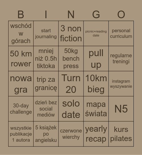 2026 Bingo Card