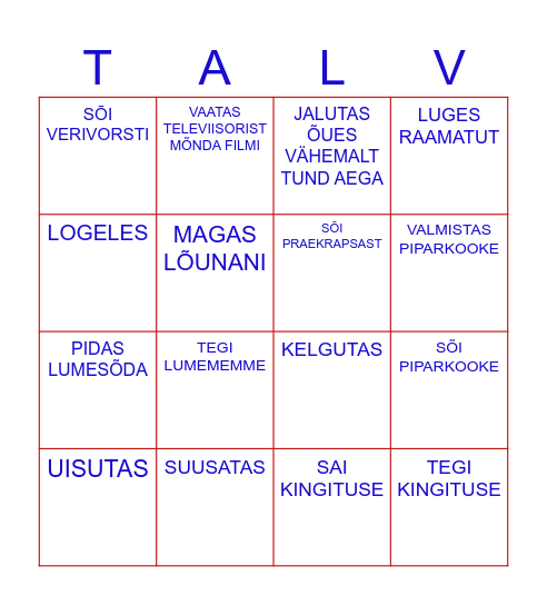 Tagasi kooli peale jõuluvaheaega Bingo Card