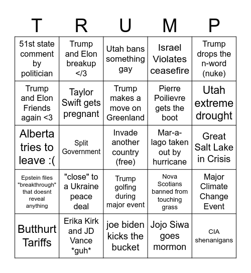 The Year of Sadness (2026) Bingo Card