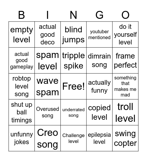 recent tab Bingo Card